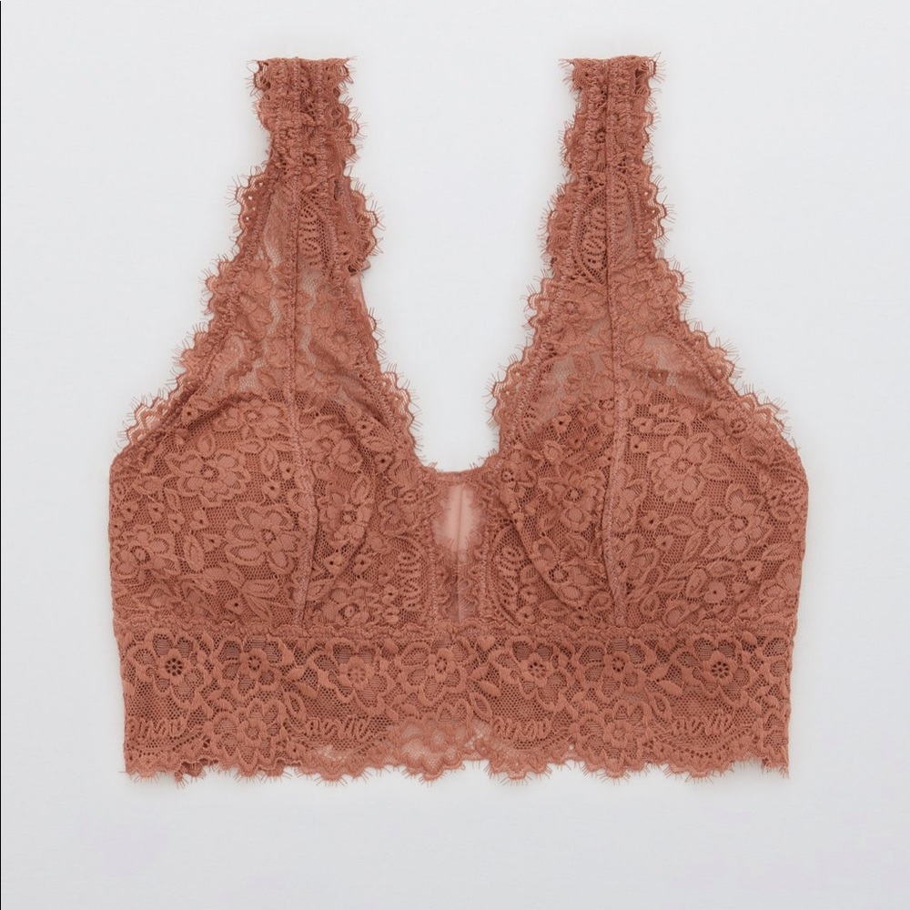 Aerie Eyelash Lace Padded Plunge Bralette